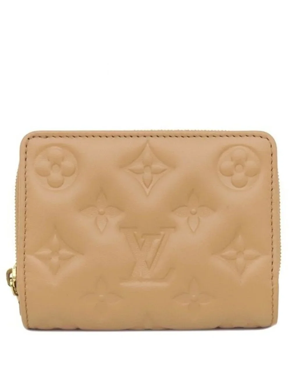 Louis Vuitton Bifold Wallet Portefeuille Lou Lambskin Camel Gold Monogram